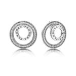 Pandora Logo Circle Stud Earrings 297446CZ