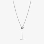 Pandora Pavé Circle Logo T-bar Heart Necklace 399050C01