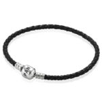 Pandora Silver and Black Braided Leather Bracelet 590702CBKS
