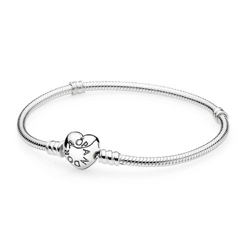 Pandora Moments Heart Clasp Snake Chain Bracelet 590719