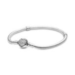 Pandora Moments Sparkling Heart Clasp Snake Chain Bracelet 590743