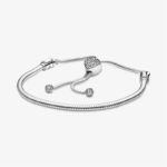 Pandora Moments Pavé Heart Clasp Snake Chain Slider Bracelet 598699C01