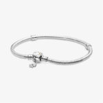 Pandora Moments Daisy Flower Clasp Snake Chain Bracelet 598776C01