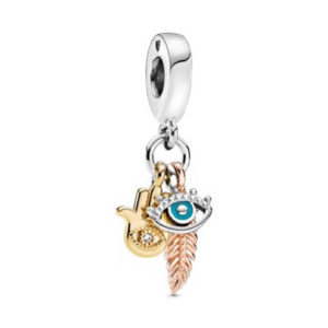 Pandora Hamsa, All-seeing Eye & Feather Spirituality Dangle Charm 768785C01