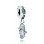 Pandora Seahorse silver dangle with teal cubic zirconia, silver and turquoise enamel 791311