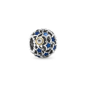 Pandora Openwork star silver charm with 14k, blue enamel and cubic zirconia 791371