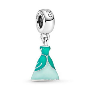 Pandora Disney Ariel dress silver dangle with green enamel 791577ENMX