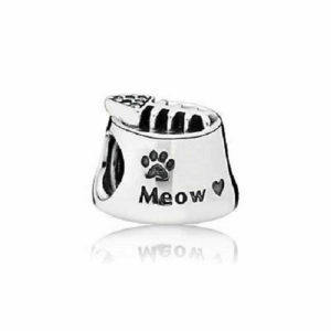 Pandora Cat Bowl Silver charm With Cubic Zirconia 791716