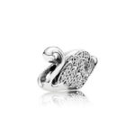 Pandora Swan silver charm with clear cubic zirconia 791732