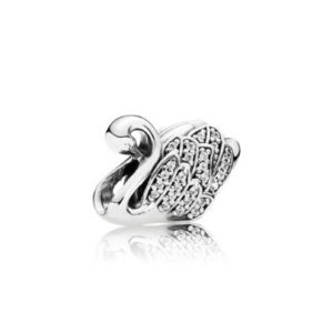 Pandora Swan silver charm with clear cubic zirconia 791732