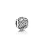 Pandora Phoenix feather openwork silver charm with clear cubic zirconia 791749