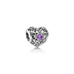 Pandora Natal Hearts, February, Synthetic Amethyst 791784SAM