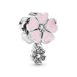 Pandora Flower poems, pink enamel and clear cz 791827