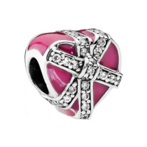 Pandora Gift of love, magenta enamel and clear cz 792047