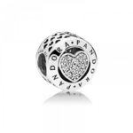 Pandora Heart with PANDORA logo, clear cz 796218