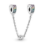 Pandora Safety chain with rainbow pave, hearts and cloud 797021NRPMX