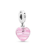 Pandora Pink Ribbon Heart Glass Pendant Charm 797069
