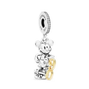Pandora Limited Edition Mickey 90th Anniversary Disney Dangle Charm, 14k gold and clear cz 797497CZ