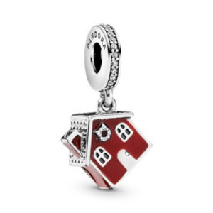 Pandora Cozy Christmas House pendant charm, clear cz and red enamel 797517EN27