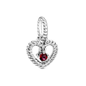 Pandora July Blazing Red Beaded Heart Dangle Charm 798854C02