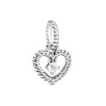 Pandora April Milky White Beaded Heart Dangle Charm 798854C04