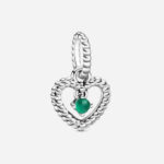 Pandora May Rainforest Green Beaded Heart Dangle Charm 798854C05