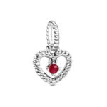 Pandora January Dark Red Beaded Heart Dangle Charm 798854C08