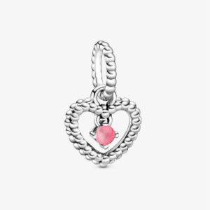 Pandora October Petal Pink Beaded Heart Dangle Charm 798854C09