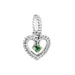Pandora August Spring Green Beaded Heart Dangle Charm 798854C10