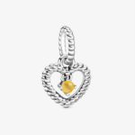 Pandora November Honey Beaded Heart Dangle Charm 798854C11