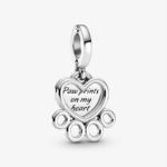 Pandora Hearts & Paw Print Dangle Charm 799360C00