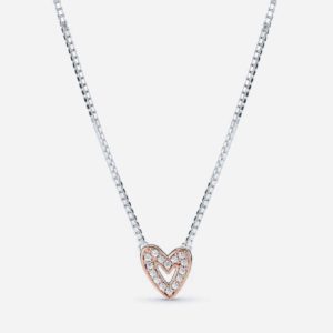 Pandora Sparkling Freehand Heart Necklace 380089C01