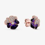Pandora Deep Purple Pansy Flower Stud Earrings 280781C01