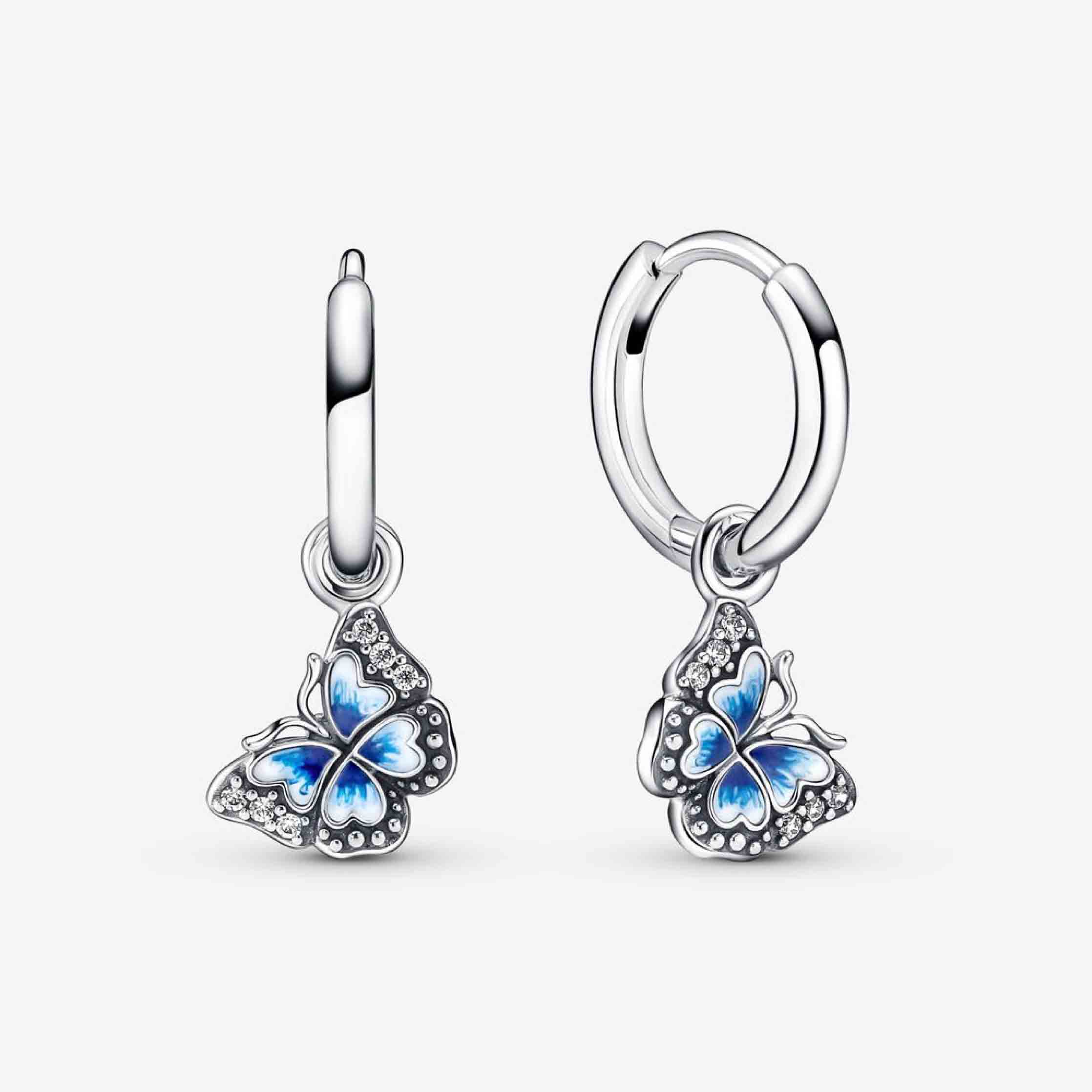 Pandora Blue Butterfly Hoop Earrings 290778C01