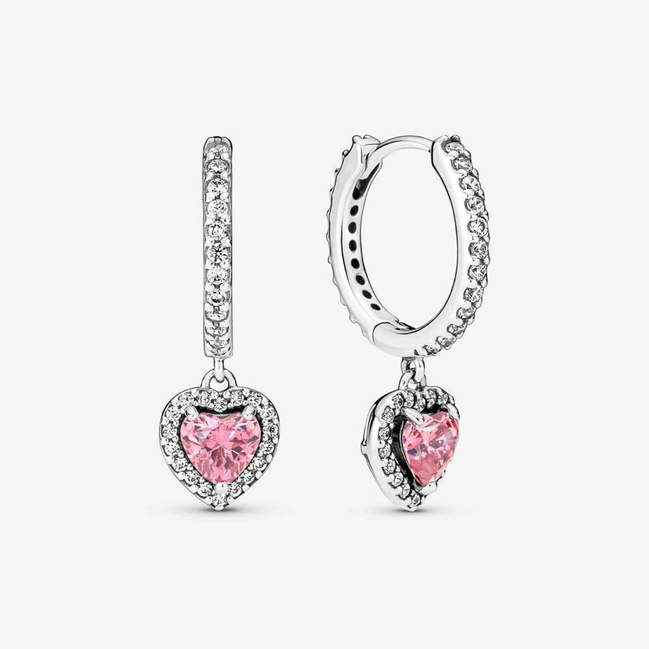 Pandora Sparkling Halo Heart Hoop Earrings 291445C01