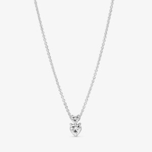 Pandora Double Heart Pendant Sparkling Collier Necklace 391229C01