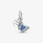 Pandora Blue Butterfly & Quote Double Dangle Charm 790757C01