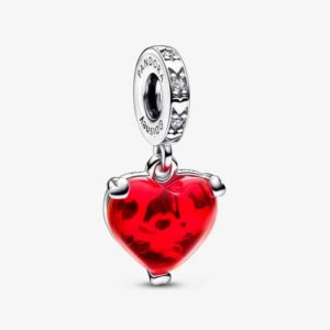 Pandora Disney Mickey and Minnie Mouse Kiss Murano Glass Pendant Charm 792522C01