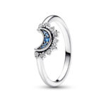 Pandora Celestial Blue Sparkling Moon Ring 192675C01