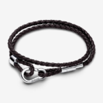 Pandora Moments Brown Braided Double Leather Bracelet 593338C01