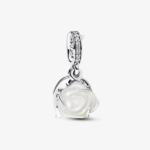 Pandora White Rose in Bloom Double Dangle Charm 793200C01