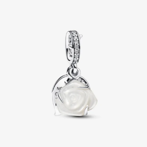 Pandora White Rose in Bloom Double Dangle Charm 793200C01
