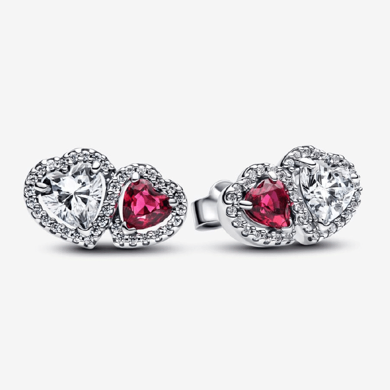Pandora Halo Hearts Stud Earrings 293633C01
