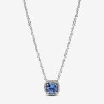 Pandora Sparkling Square Blue Halo Pendant Necklace 393560C01