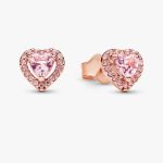 Pink Elevated Heart Stud Earrings 288427C02