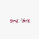 Sparkling Pink Bow Stud Earrings 293505C01