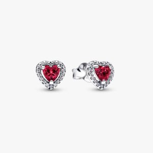 Elevated Red Heart Stud Earrings 298427C04