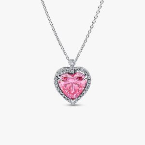 Pink Halo Heart Collier Necklace 394414C01