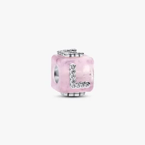 Pink Murano Glass Love Cube Charm 794433C01