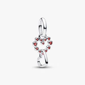 Connected Hearts & Red Stones Dangle Charm 794435C01
